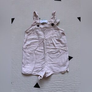 Old Navy|Baby girl/toddler linen overalls romper,natural cream tan••size 3T boho